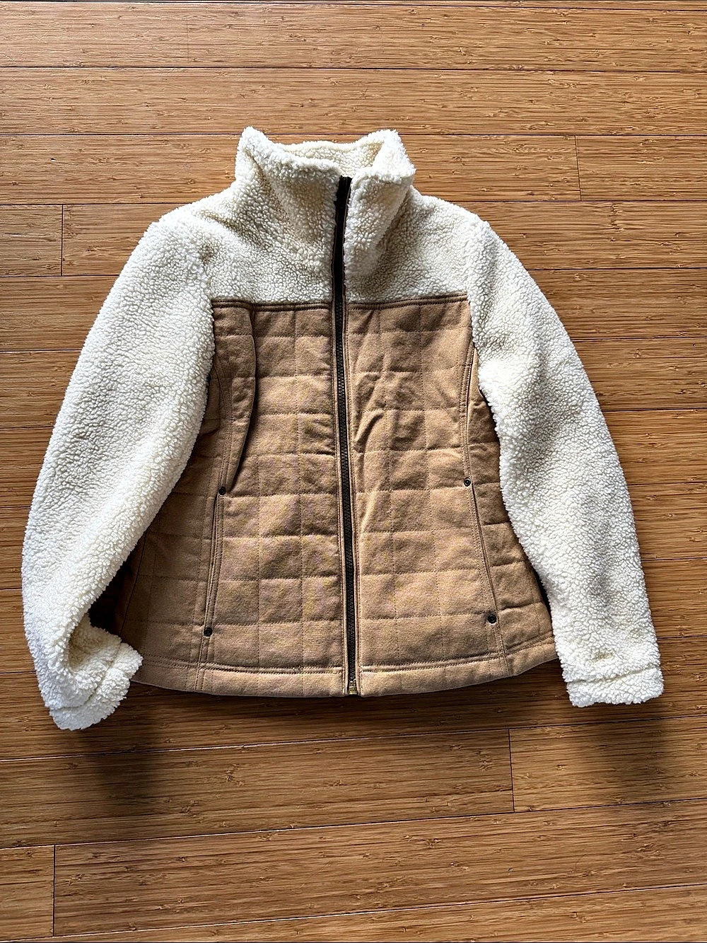Pendleton Color Block Teddy Jacket in Brown & Cream Like New